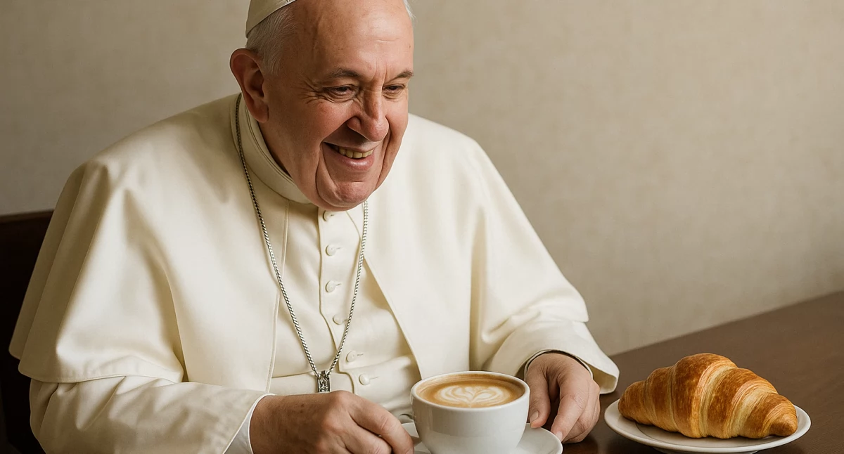 papież franciszek cappuccino croissant